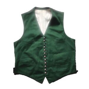 Unknown Label 1910'S - 1920'S Men's Size Medium Green Wool Vest - Vintage